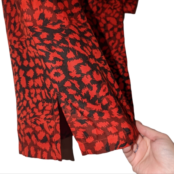 Marc By Marc Jacobs Red Animal Leopard Print Short Dolman Sleeve Silk Blouse - Picture 5 of 14
